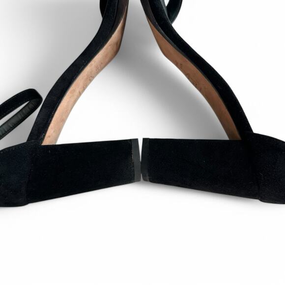 Stuart Weitzman Nearly Nude Black Suede Heels Sandals Minimalist Classic Size 11 - Picture 7 of 15